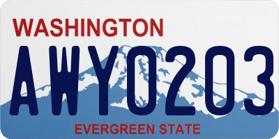 WA license plate AWY0203