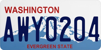WA license plate AWY0204