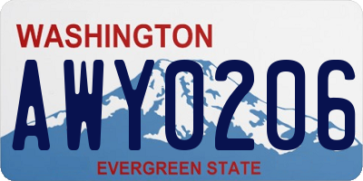 WA license plate AWY0206
