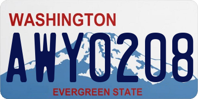 WA license plate AWY0208