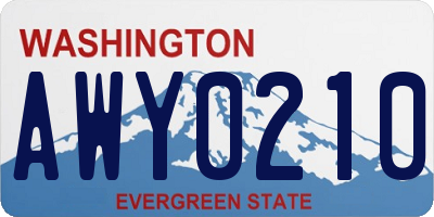 WA license plate AWY0210