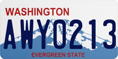 WA license plate AWY0213