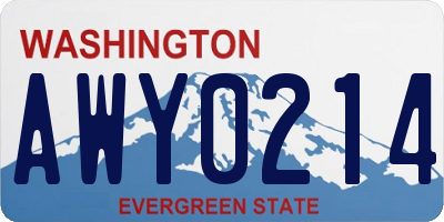 WA license plate AWY0214