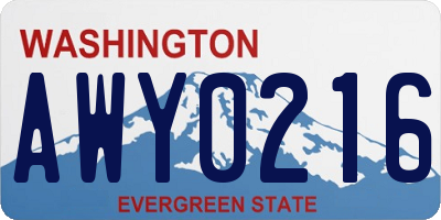 WA license plate AWY0216