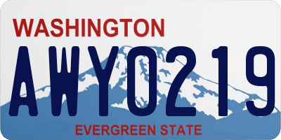 WA license plate AWY0219