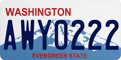 WA license plate AWY0222