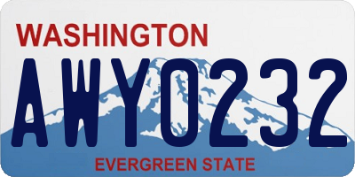 WA license plate AWY0232