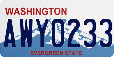 WA license plate AWY0233