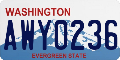 WA license plate AWY0236