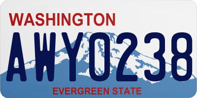 WA license plate AWY0238