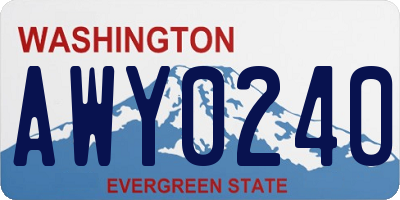 WA license plate AWY0240