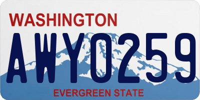 WA license plate AWY0259