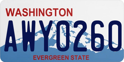 WA license plate AWY0260