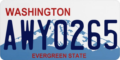 WA license plate AWY0265