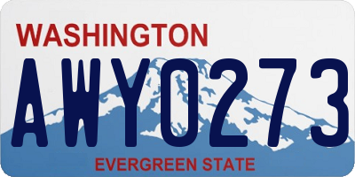WA license plate AWY0273