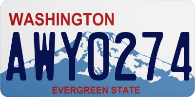 WA license plate AWY0274
