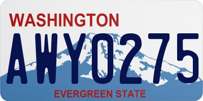 WA license plate AWY0275