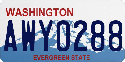 WA license plate AWY0288