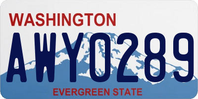 WA license plate AWY0289