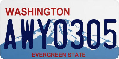 WA license plate AWY0305