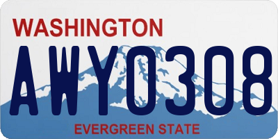 WA license plate AWY0308