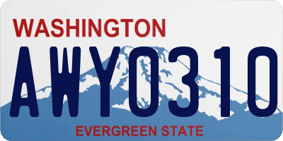 WA license plate AWY0310