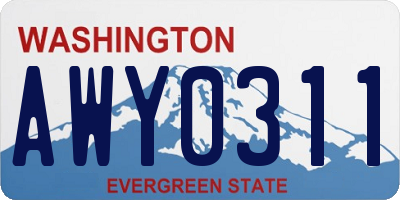 WA license plate AWY0311
