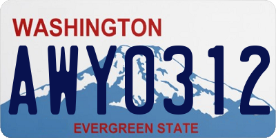 WA license plate AWY0312