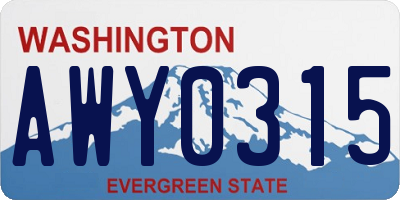 WA license plate AWY0315