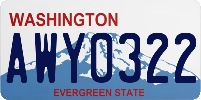 WA license plate AWY0322
