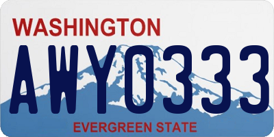 WA license plate AWY0333
