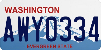 WA license plate AWY0334