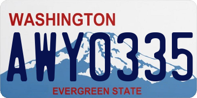 WA license plate AWY0335