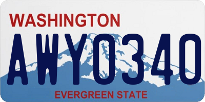 WA license plate AWY0340