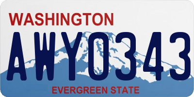 WA license plate AWY0343