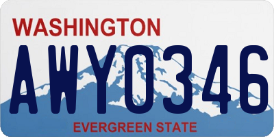 WA license plate AWY0346