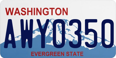 WA license plate AWY0350