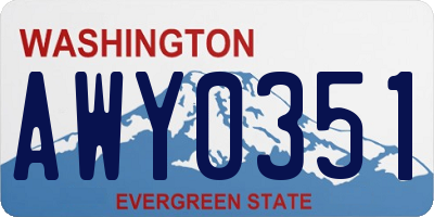 WA license plate AWY0351