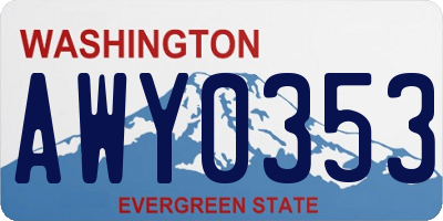 WA license plate AWY0353