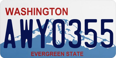WA license plate AWY0355