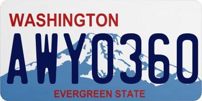 WA license plate AWY0360