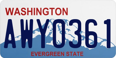WA license plate AWY0361