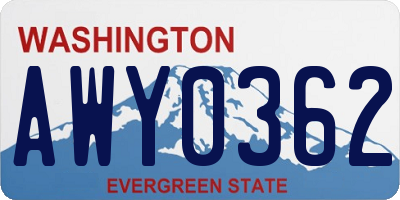 WA license plate AWY0362