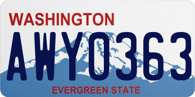 WA license plate AWY0363