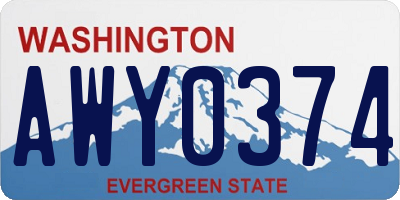 WA license plate AWY0374
