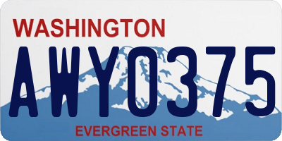 WA license plate AWY0375