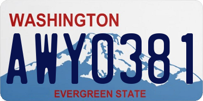 WA license plate AWY0381