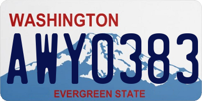 WA license plate AWY0383