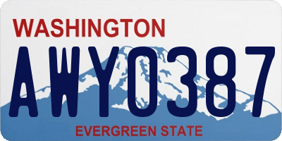 WA license plate AWY0387