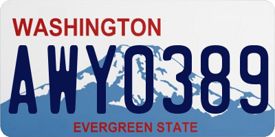 WA license plate AWY0389